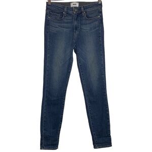 Paige Hoxton Ankle High Rise Cropped Medium Blue Wash Jeans Stretch 27